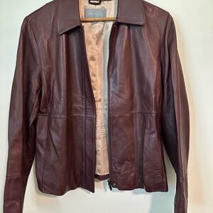 Ann Taylor Women's Burgundy Leather Jacket
